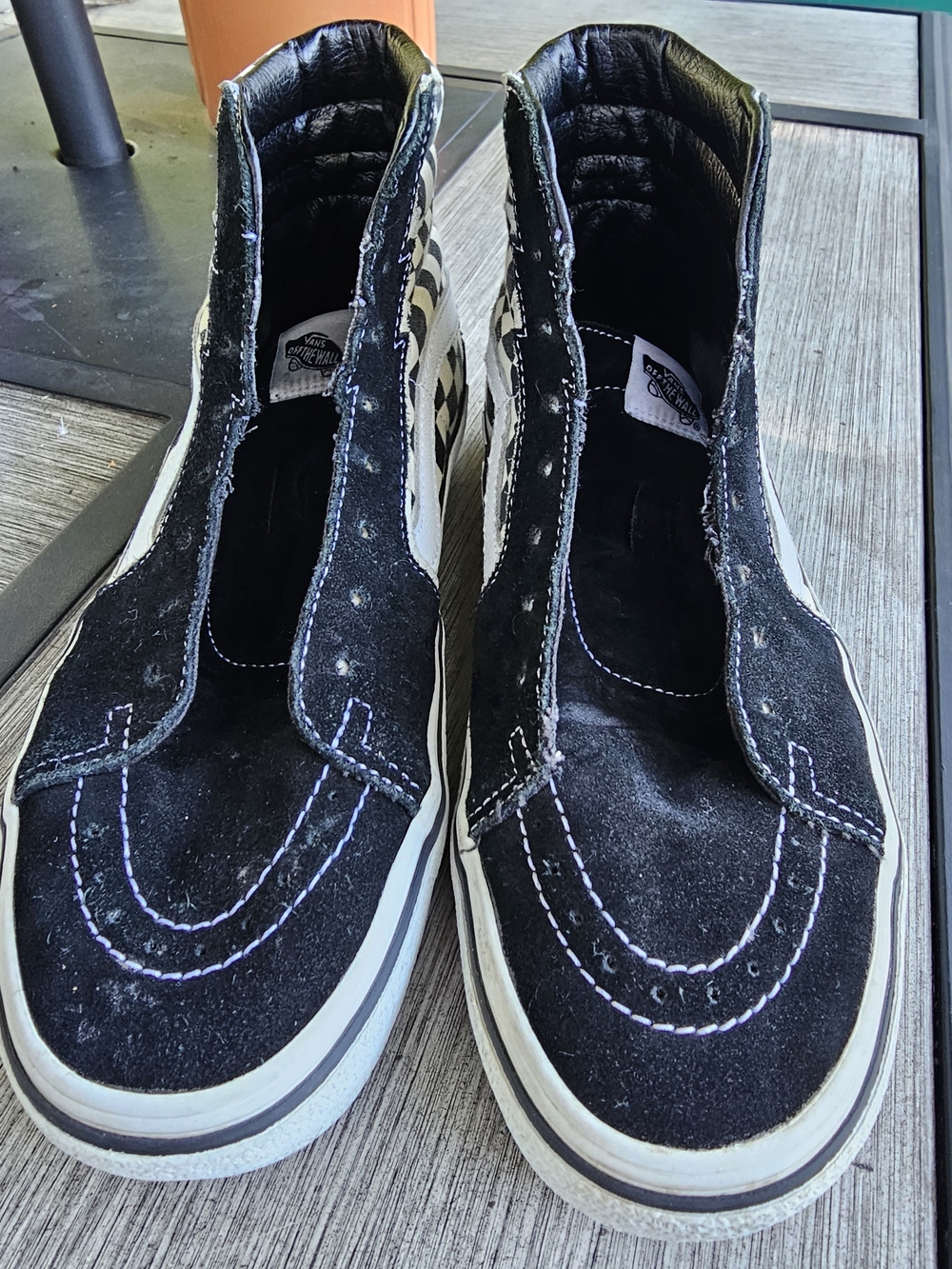 Vans Sk8-Hi Bolt Checkerboard Black White Shoes Men 9 / Women 10.5 - NO LACES